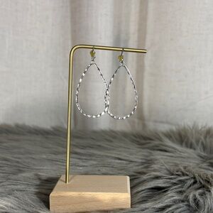 Silver Tone Teardrop Hoop Earrings